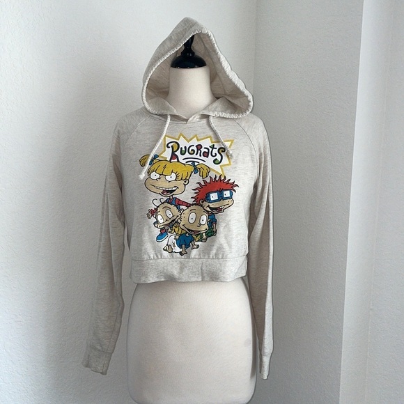 NICKELODEON RUGRATS cropped pullover drawstring hoodie in women’s small - Picture 2 of 8